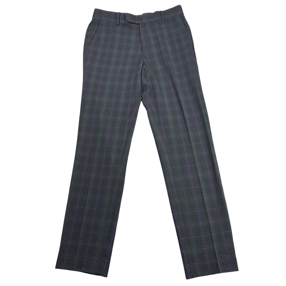 ASOS Men's Dark Gray Dress Pants with Purple Windowpane Plaid